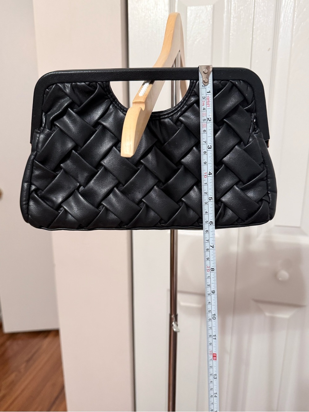 Black Woven Frame Top-Handle Bag - Unbranded